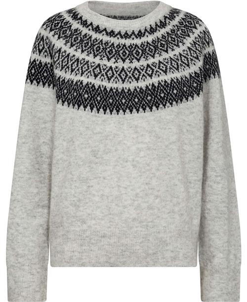 Magasin du Nord Collection Magasin Cindi 2 Strik Sweater Alpakablend Kvinde Light Grey Melange Sweaters Str L Uld