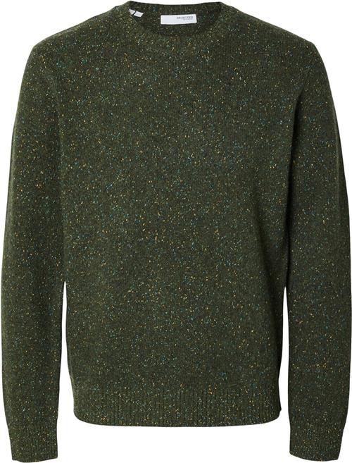 Se Selected Homme Slhneil LS Knit Neps Crew Neck Mand Forest Night/neps Sweaters Str M - hos Magasin ved Magasin