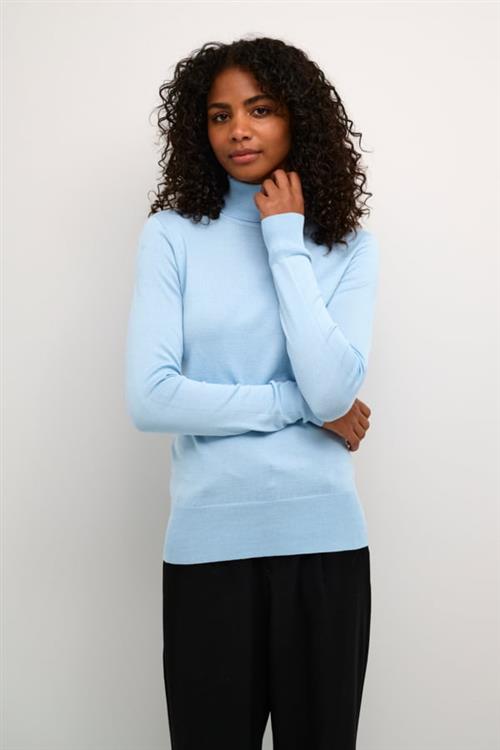 Kaffe Astrid Roll Neck Kvinde Celestial Blue Kortærmede T-shirts Regular Fit Str S - Nylon hos Magasin