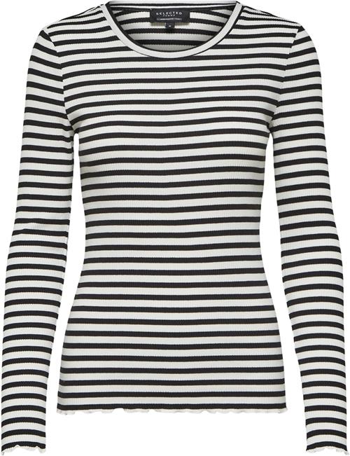 Selected Femme Slfanna LS Crew Neck TEE STR S Noos Kvinde Sort Langærmede T-shirts Regular Fit Str XL - hos Magasin