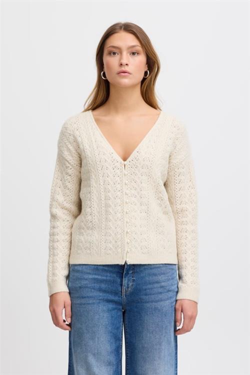 ICHI Ihliyanna CA2 Kvinde Almond Milk Cardigans Regular Fit Str XS - hos Magasin