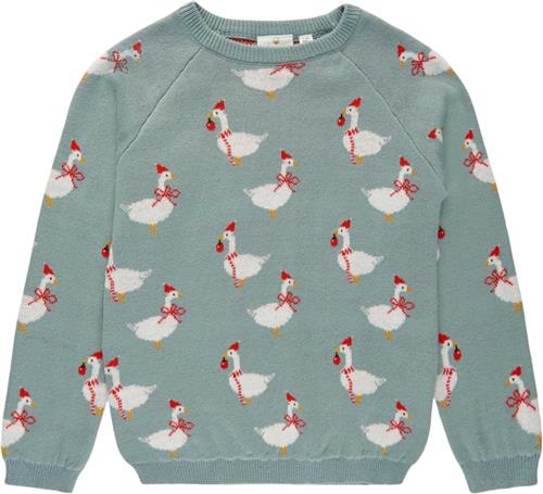 The New Tnholiday Jacquard Goose Pullover Str 98-104 cm/3-4 år Unisex - Abyss Strik Bomuld hos Magasin