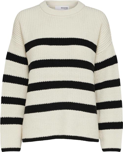 Se Selected Femme Slfbloomie LS Knit Oneck Noos Kvinde Hvid Sweaters Str L - hos Magasin ved Magasin