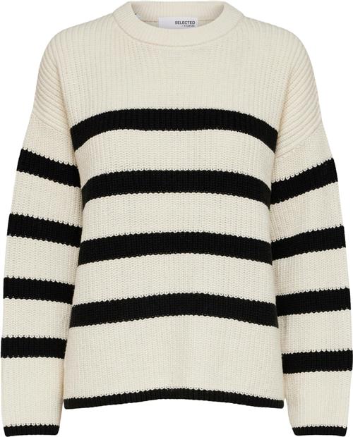 Se Selected Femme Slfbloomie LS Knit Oneck Noos Kvinde Hvid Sweaters Str M - hos Magasin ved Magasin