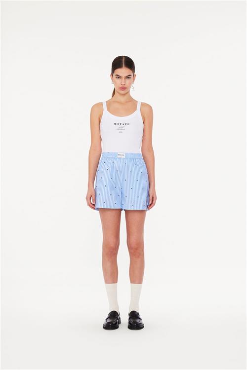 ROTATE Birger Christensen Elasticated Shorts Kvinde Blue Logo Stripe + Serenity Comb. Casual Shorts Str M - hos Magasin