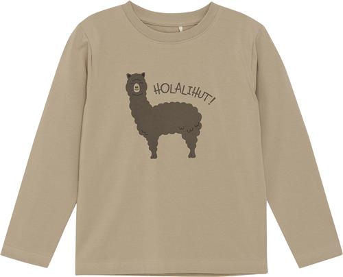 Huttelihut Tshirt LS Str 98 - Light Taupe Langærmede T-shirts hos Magasin