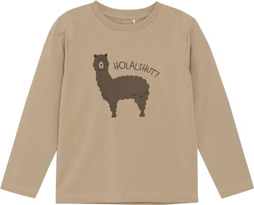 Huttelihut Tshirt LS Str 110 - Light Taupe Langærmede T-shirts hos Magasin