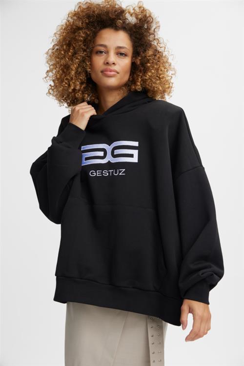 Gestuz Sweallygz OZ Hoodie Kvinde Black Hættetrøjer Str XS/S - hos Magasin