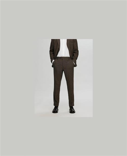 Se Selected Homme Slhslimreed Wool TRS Noos Mand Brownie/structure Habitbukser Slim Fit Str 56 - hos Magasin ved Magasin