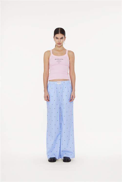 ROTATE Birger Christensen Highwaisted Pants Kvinde Blue Logo Stripe + Serenity Comb. Bukser Med Brede Ben Str XXS - hos Magasin