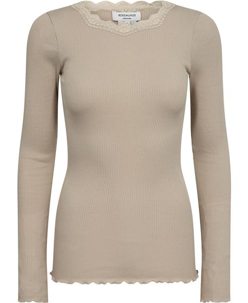 Rosemunde Organic Tshirt w/ Lace Kvinde Silver Lining Kortærmede T-shirts Str S - Bomuld hos Magasin