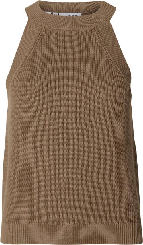 Selected Femme Slfvinna SL Halterneck Knit Kvinde Coca Mocha Toppe Loose Fit Str XL - hos Magasin