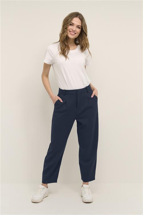 Kaffe Kamerle Pants Suiting Kvinde Midnight Marine Bukser Med Brede Ben Regular Fit Str 40 - Polyester hos Magasin