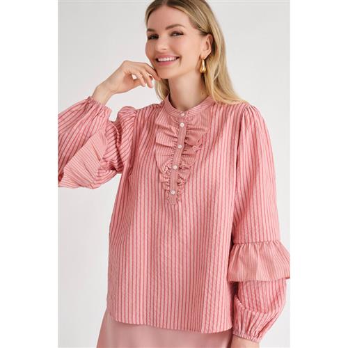 A-VIEW Karin Blouse Kvinde Rose/red Langærmede Bluser Str 42 - hos Magasin