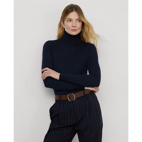 Lauren Ralph Lauren Modal Silk Nylonls Sweater Kvinde Lauren Navy Rullekraver Str S - hos Magasin