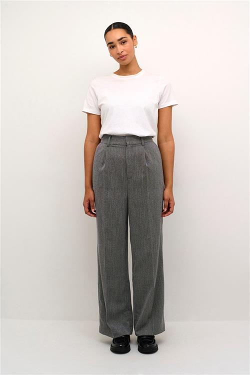 Se Kaffe Kajosie Wide Pants Kvinde Grey Melange Bukser Med Brede Ben Str 44 - hos Magasin ved Magasin