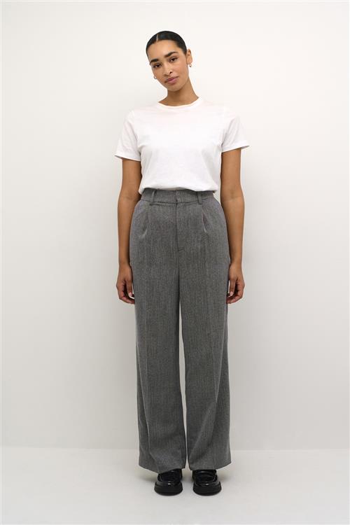 Kaffe Kajosie Wide Pants Kvinde Grey Melange Bukser Med Brede Ben Str 42 - hos Magasin