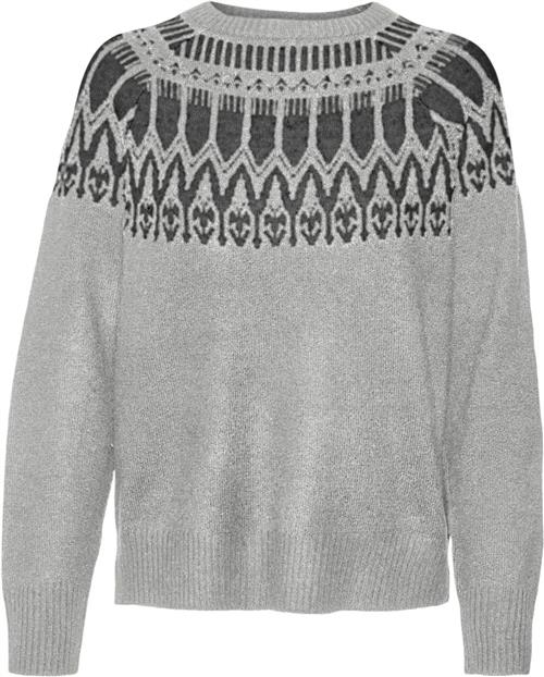 Vero Moda Vmsimone LS Nordic Pullover GA REP Kvinde Light Grey Melange/w. Dgm Sweaters Str S - hos Magasin