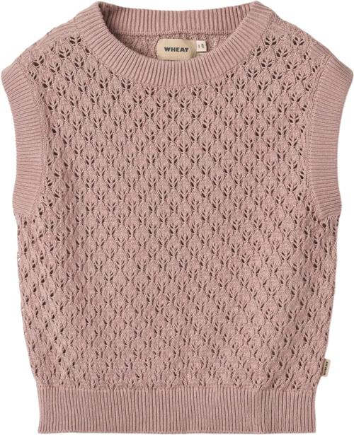 Wheat Strik Vest Saga Str 110 / 5 år - Dry Rose Toppe hos Magasin