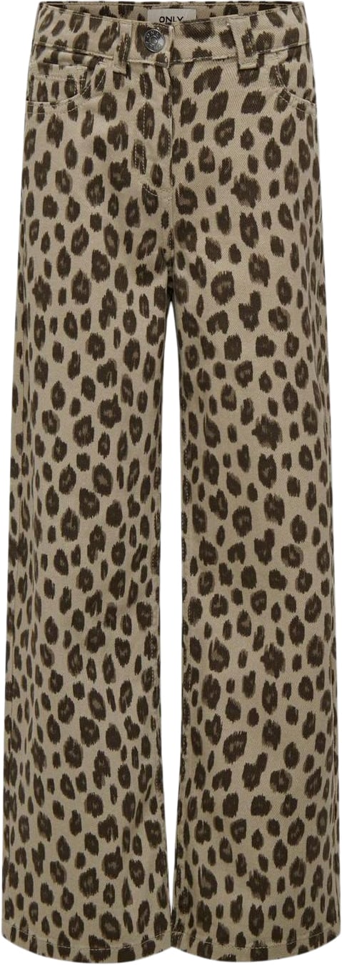 ONLY Kogleo Wide Pant PNT Str 152 - Beige/leo Bukser hos Magasin