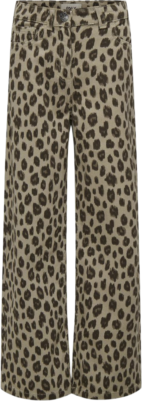 Se ONLY Kogleo Wide Pant PNT Str 140 - Beige/leo Bukser hos Magasin ved Magasin