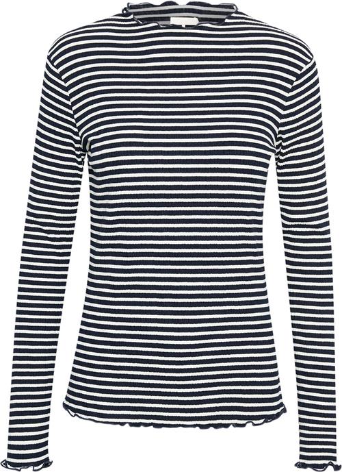 Se Karen by Simonsen Candacekb Stripe LS Kvinde Night Sky/egret Stripe Langærmede T-shirts Slim Fit Str L - hos Magasin ved Magasin