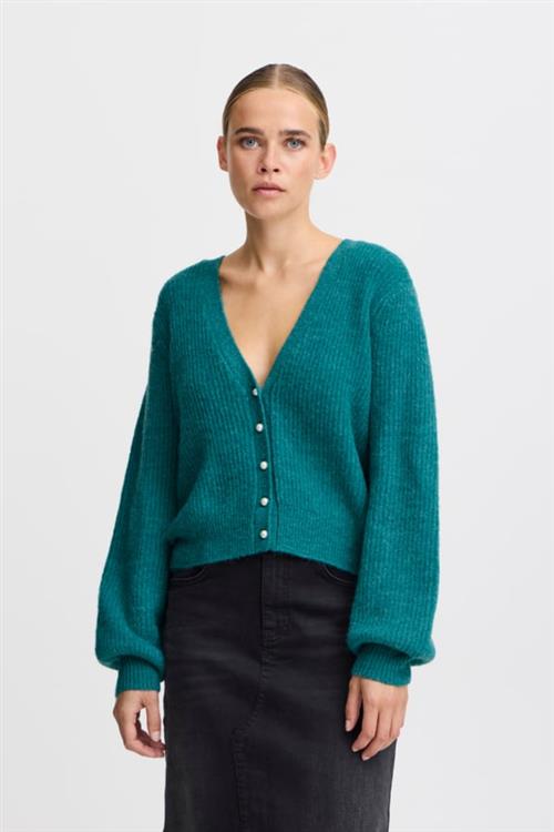 ICHI Ihmarin CA5 Kvinde Green-blue Slate Cardigans Loose Fit Str S - hos Magasin