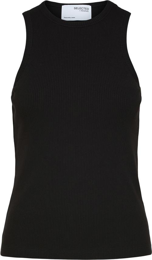 Selected Femme Slfanna Oneck Tank TOP Noos Kvinde Sort Tanktoppe Str S - hos Magasin