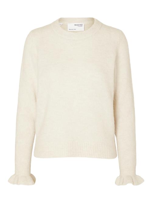 Selected Femme Slfsia RAS LS Knit Frill Cuff Onec Kvinde Birch/melange Sweaters Str XS - hos Magasin