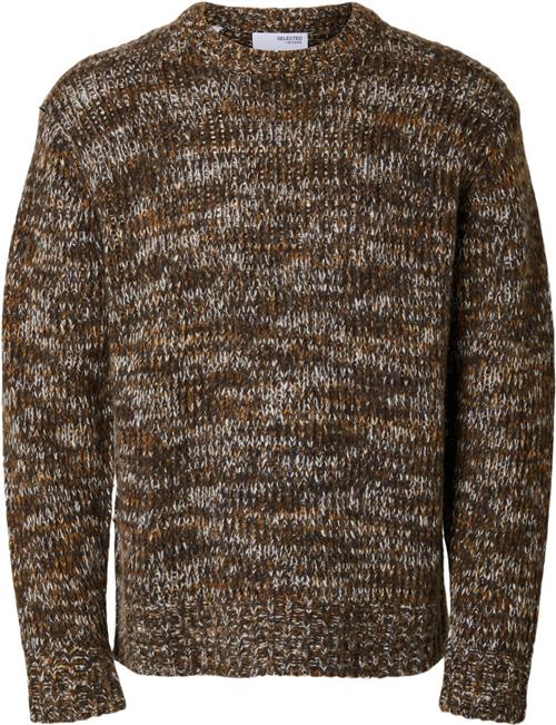 Se Selected Homme Slhpepper LS Knit Relaxed Mock Neck Mand Chocolate Torte/cathay Spice / Tofu Sweaters Str XL - hos Magasin ved Magasin