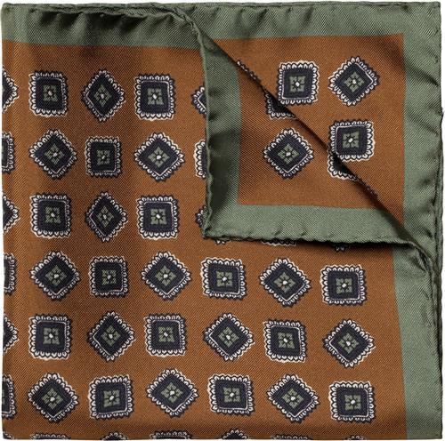 ETON Brown Medallion Silk Pocket Square One Size - Lommeklude Silke hos Magasin