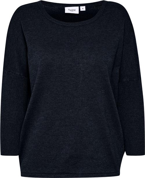 Saint Tropez A2561, Milasz Rneck Pullover Kvinde Night Sky Sweaters Casual Fit Str XL - hos Magasin