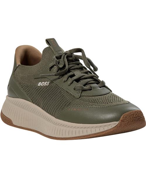 BOSS Ttnm EVO_Slon_Kntlt Mand Dark Green Sneakers Str 44 - hos Magasin