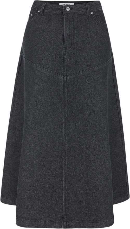 Soft Rebels Srjennie Denim Midi Skirt Kvinde Black Midi Nederdele Str XS Denim - hos Magasin