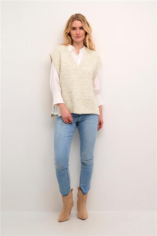 Se Cream Crkiko Knit Slipover Kvinde Portabella Melange Strikveste Str XS/S - hos Magasin ved Magasin