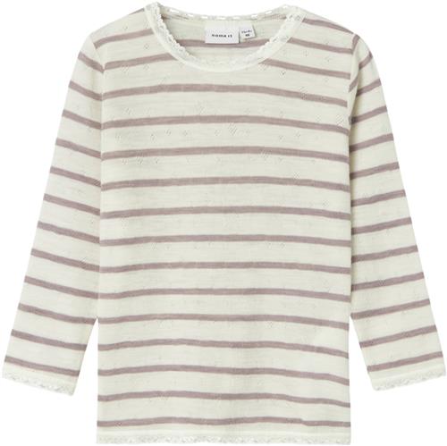 Se Name It Nmfwang Wool Needle LS TOP Noos Str 86 - Snow White/purple Dove Bluser hos Magasin ved Magasin