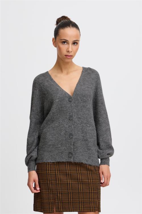 ICHI Ihkamara CA3 Kvinde Dark Grey Melange Cardigans Loose Fit Str L - hos Magasin