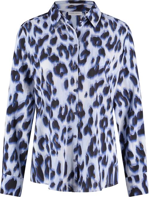 Gerry Weber Blouse 1/1 Sleeve Kvinde Blue/black Leo Print Toppe Str 46 - hos Magasin