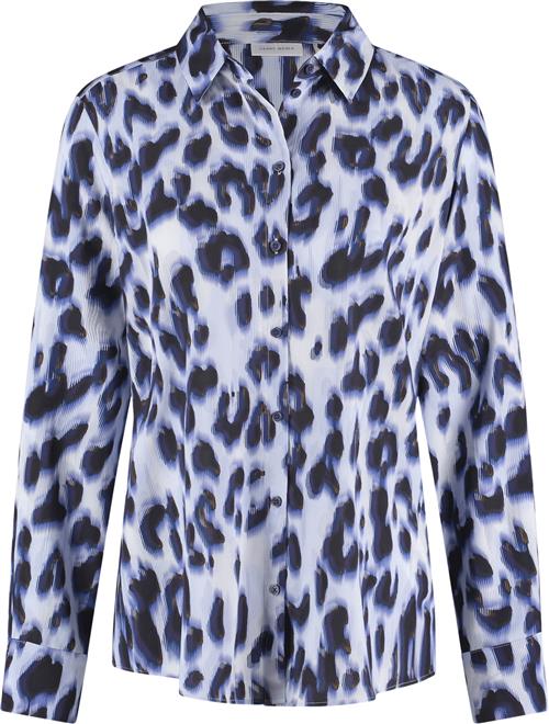 Gerry Weber Blouse 1/1 Sleeve Kvinde Blue/black Leo Print Toppe Str 38 - hos Magasin