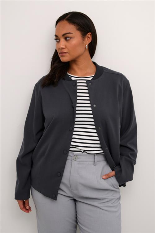 Kaffe Curve Kcmerla Jacket Kvinde Black Oyster Overgangsjakker Str 42 - hos Magasin