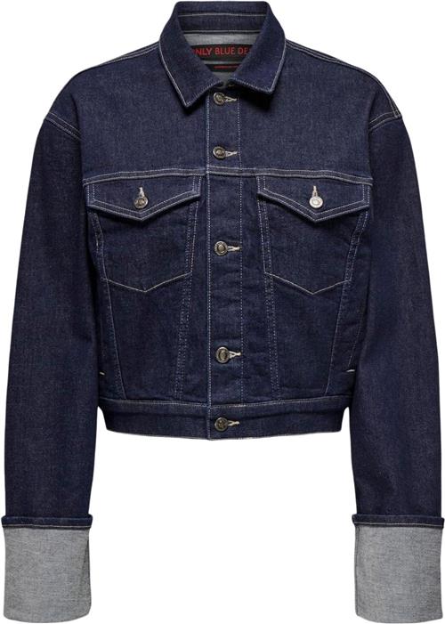 ONLY Onlmercer LS Fold UP Jacket RED DNM Kvinde Dark Blue Denim Overgangsjakker Str L - hos Magasin