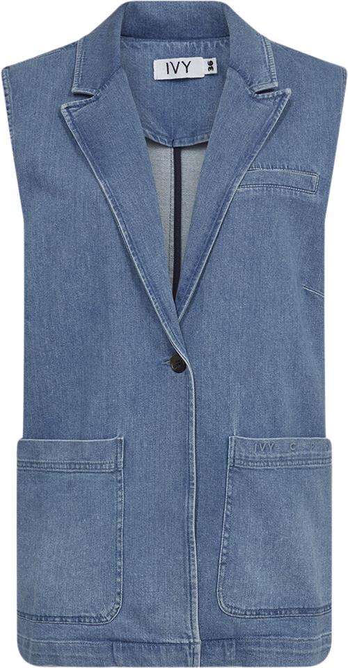 IVY Copenhagen Ivyaugusta Boxy Blazer Vest Wash Garda Kvinde Denim Blue Veste Str 38 - hos Magasin