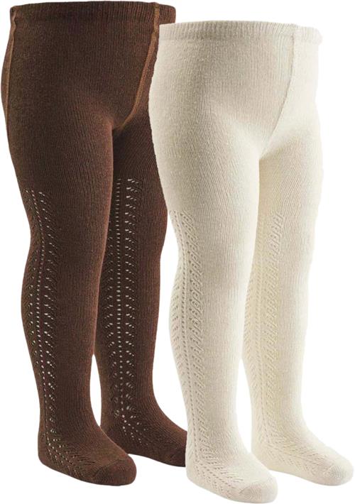 Müsli by Green Cotton Lace Stockings 2pack Str 104/110 - Bark/ Balsam Cream Fleece hos Magasin