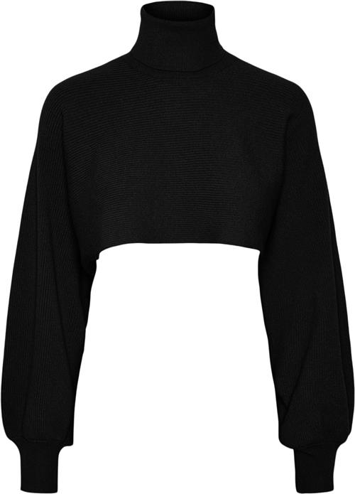 Se Pieces Pcrue LS Roll Neck Crop ARM Warmer Kvinde Sort Langærmede Bluser Regular Fit Str S - hos Magasin ved Magasin