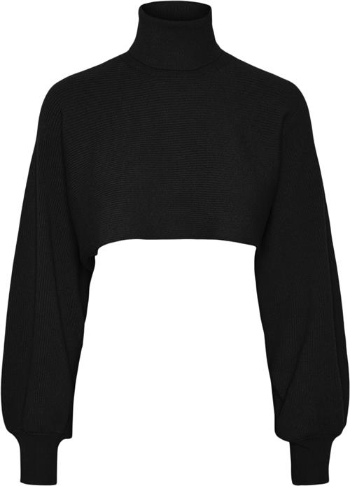 Pieces Pcrue LS Roll Neck Crop ARM Warmer Kvinde Sort Langærmede Bluser Regular Fit Str XL - hos Magasin