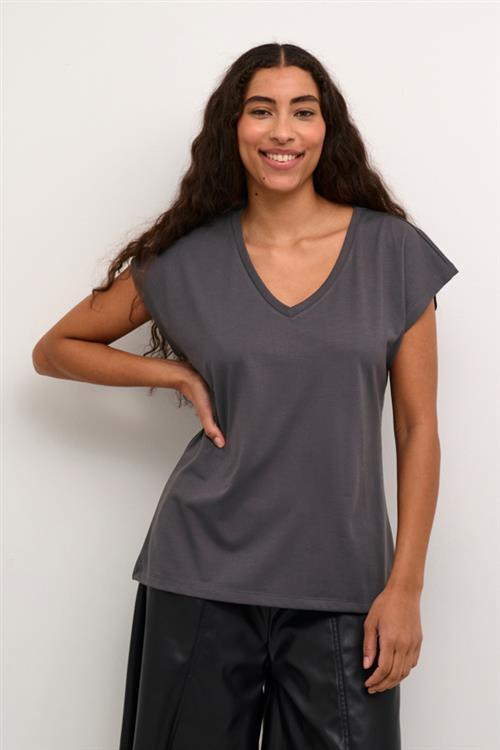 Kaffe Kalise Tshirt Kvinde Black Oyster Kortærmede T-shirts Str S - hos Magasin