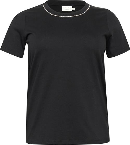 Kaffe Curve Kcviana Tshirt Kvinde Black Deep Kortærmede T-shirts Str XL - hos Magasin