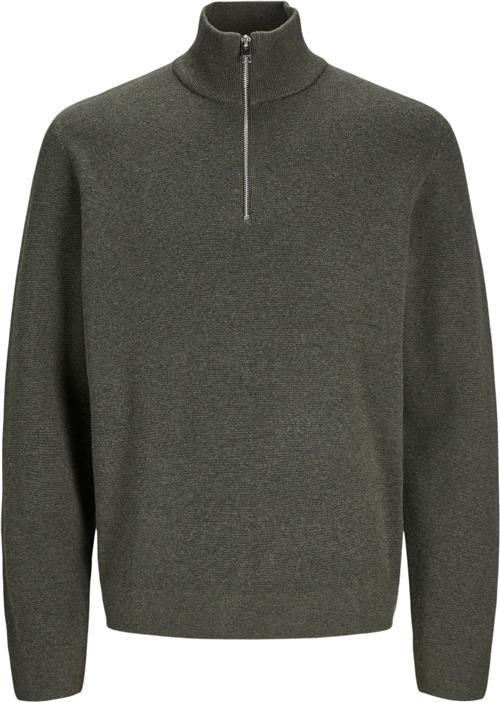 Jack & Jones Jprblamilano Stitch Knit Half ZIP S Mand Peat/melange Turtlenecks Relaxed Fit Str XL - hos Magasin