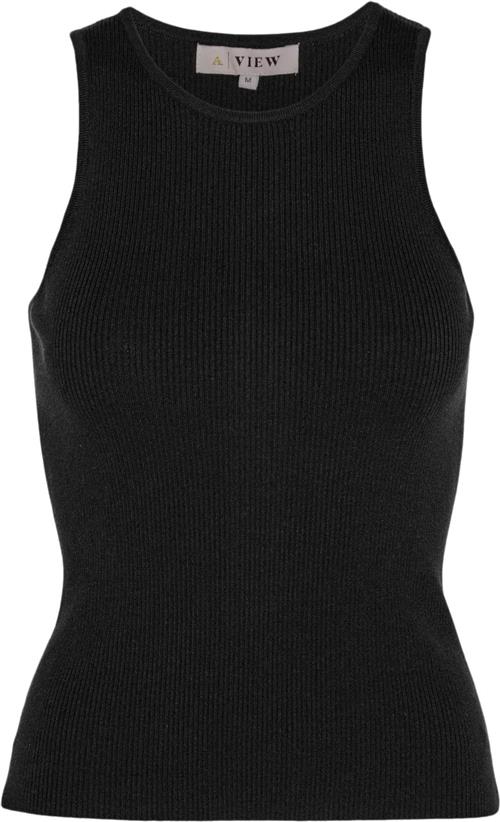 A-VIEW Rib Knit Tank top Kvinde Black Tanktoppe Tight Fit Str M - hos Magasin