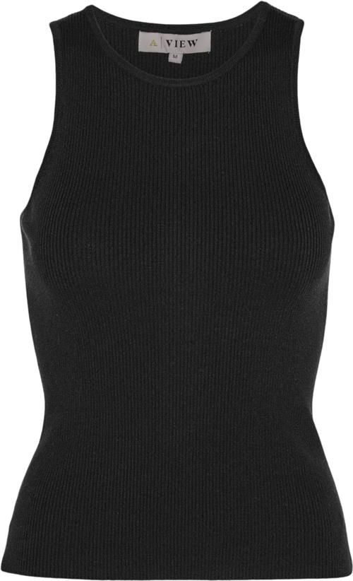 A-VIEW Rib Knit Tank top Kvinde Black Tanktoppe Tight Fit Str XXL - hos Magasin